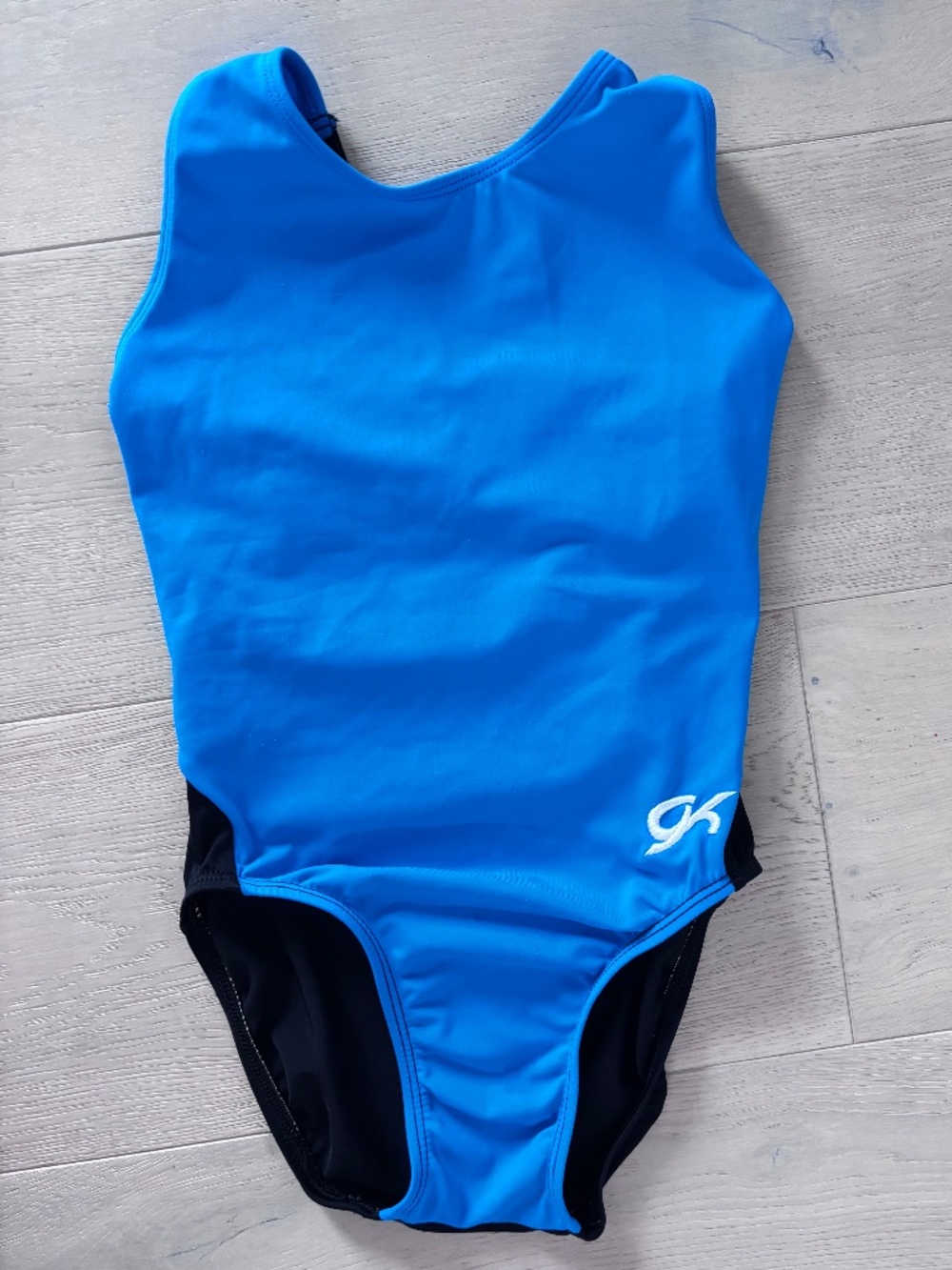 GK gymnastics leotard blue & black